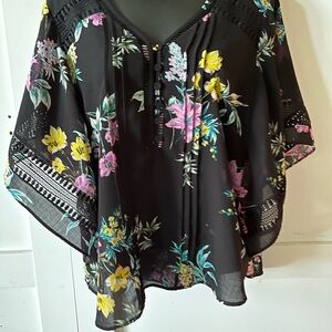 Zac & Rachel Black Floral Blouse